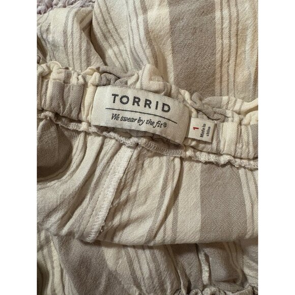 Torrid Tan Stripe Linen Blend Women’s Shorts 18 - Picture 3 of 3
